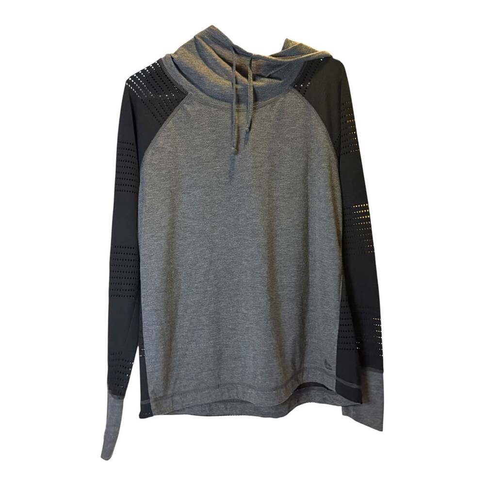 RBX Limitless Mesh Hoodie Size Small Gray Black Pullover Thumbholes